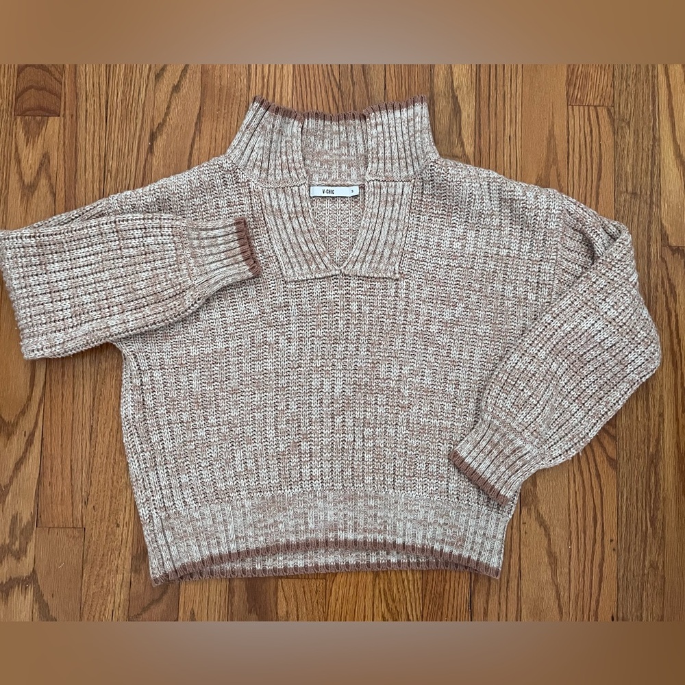 Knit Tan Collared Sweater